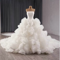 Luxury Ruffled Wedding Dress Sleeveless Bridal Gowns Customize Women Vestidos De Novia