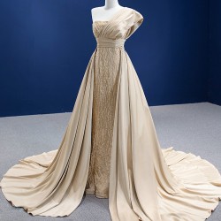 Luxury Champagne Mermaid Evening Dresses for Women Wedding Party Elegant Beading Formal Gowns 2024