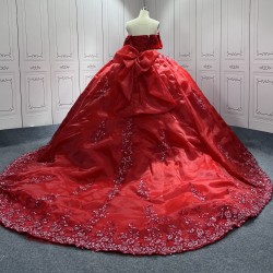 Luxury Princess Red Quinceanera Dresses 2024 Lace Appliques Off Shoulder Ball Gown Party Dress For Sweet