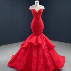 Mermaid Red Prom Dresses Cape Sleeve Women Formal Evening Dress Lace Appliques Costume Parties Party Gowns
