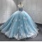 Newest Ice Blue Quinceanera Dress 2024 Princess Sweetheart Neck Ball Gown Dress With Cape