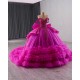 Off Shoulder Vestidos De XV Anos Hot Pink Quinceanera Dress Women Girl 2024 Ball Gown With Bow