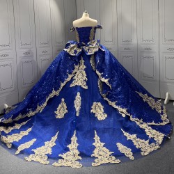 Off Shoulder Blue Quinceanera Dresses for 15 Anos Tulle Strapless Sweet 15 Gowns Custom Made