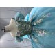 Off Shoulder Ice Blue Quinceanera Dresses 3D Flowers Appliques Sweet 15 Gowns Vestidos De 15 Anos With Bow