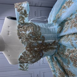 Off Shoulder Ice Blue Quinceanera Dresses for 15 Anos Appliques Sweetheart Robe Quinceanera Customised
