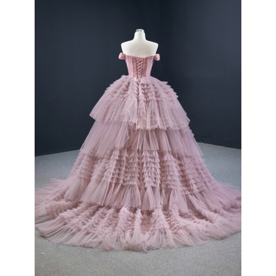 Off Shoulder Mauve Quinceanera Dress 2024 Strapless Cocktail Dresses Tiered Vestidos De Noche