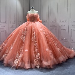 Off Shoulder Orange Quinceanera Dresses Sweet 16 Dress Appliques Voluminous Ball Gowns Customised Vestidos De Baile