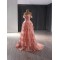Off Shoulder Peach Color Prom Dresses Black Girls Tiered Evening Party Gowns Sweetheart Neck Mermaid Evening Dresses
