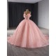 Off Shoulder Pink Quinceanera Dress 2024 Cocktail Dresses Crystal Vestidos De XV Anos
