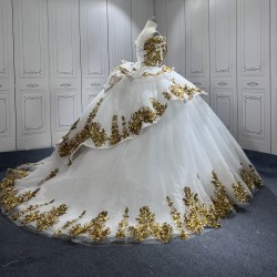 Off Shoulder White Quinceanera Dresses for 15 Anos Ball Gown Sequin Vestidos De 15 Anos