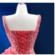 Pink Punch Color Formal Prom Dresses Square Collar Party Gowns Evening Dress Customized