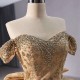 Princess Mexico Champagne Quinceanera Dresses Off The Shoulder Crystal Sweet 16 Dresses Ball Gown Vestido de 15 Anos With Bow