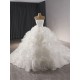 Ruffled Ball Gown Wedding Dress 3D Flowers Backless Lace up Princess Dress Strapless Sleeveless Bride Gown 2024