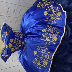 Ruffled Blue Quinceanera Dresses for 15 Anos Off The Shoulder Floor Length Appliques Pleat Vestidos De Baile Customised