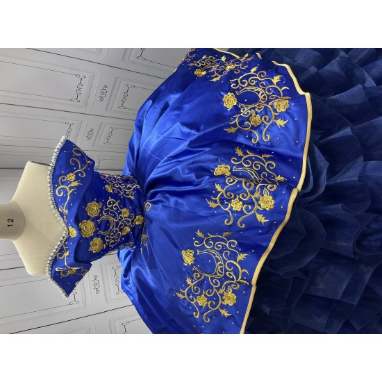 Ruffled Blue Quinceanera Dresses for 15 Anos Off The Shoulder Floor Length Appliques Pleat Vestidos De Baile Customised