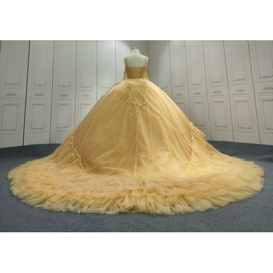 Ruffled Gold Ball Gown Quinceanera Dress 2024 Sweetheart Applique Party 15 Vestidos De 15 Anos