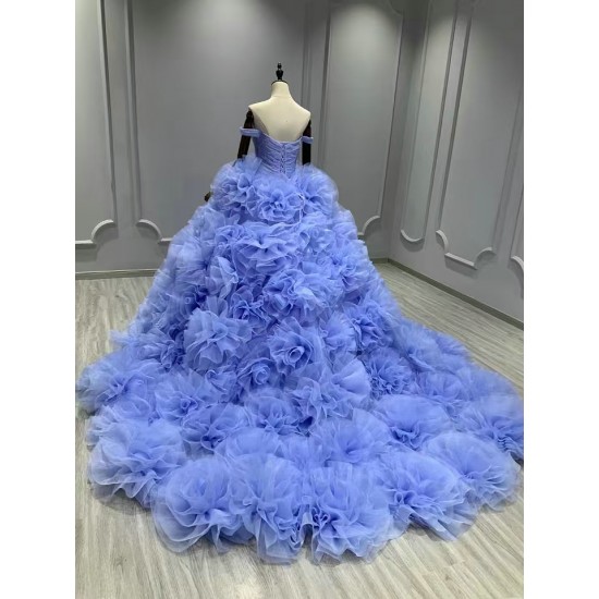 Ruffled Lavender Quinceanera Dress Ball Gown Off The Shoulder Prom Dress Sweet 16 Dress Evening Gown