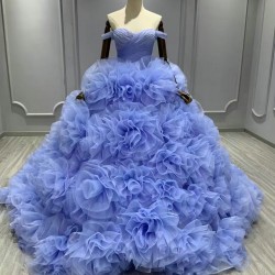 Ruffled Lavender Quinceanera Dress Ball Gown Off The Shoulder Prom Dress Sweet 16 Dress Evening Gown