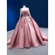 Scoop Neck Mauve Quinceanera Dress 2024 Long Sleeve Formal Occasion Dresses Front Panel Cocktail Dresses Vestidos De Baile