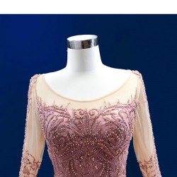 Scoop Neck Mauve Quinceanera Dress 2024 Long Sleeve Formal Occasion Dresses Front Panel Cocktail Dresses Vestidos De Baile