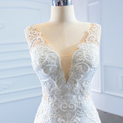 Side Split Mermaid Wedding Dresses 2024 Lace Appliques Sleeveless Bridal Gown