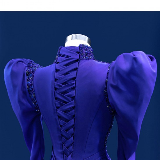 Simple Satin Purple Prom Dresses Long Sleeve Special Occasion Formal Homecoming Dress Bridesmaid Party Gowns