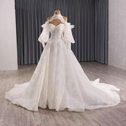 Sleeveless Wedding Dress Lace Appliques Sweetheart Neck Bridal Gowns With Detachable Sleeve