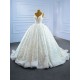Sleeveless Ball Gown Wedding Dresses V Neck Sequin Arabic Wedding Bridal Gowns