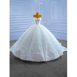 Sleeveless Wedding Dress Strapless Bridal Gowns Lace Appliques Robe de Mariage 2024