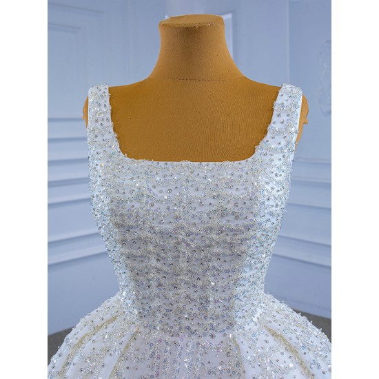 Square Collar Wedding Dress Sleeveless Women Vestidos De Novia Beading Black Girl Women Dress