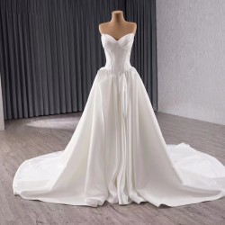 Strapless Wedding Dress Sweetheart Neck Satin Bridal Gowns 2025 Hot Sale Vestidos De Novia