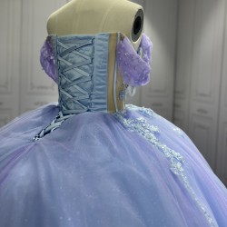 Sweetheart Lavender Quinceanera Dresses for Girls Appliques Off The Shoulder Ball Gown Vestidos De Baile Customised