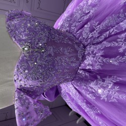 Sweetheart Neck Ball Gown Lilac Quinceanera Dresses for Girls Off the Shoulder Vestidos De 15 Anos With Bow