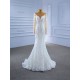 Two In One Mermaid Wedding Dress Long Sleeve Lace Appliques Backless Bridal Gowns