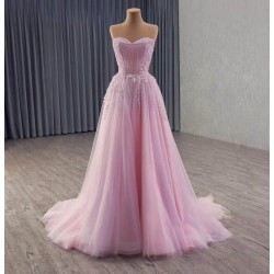 Charming Pink A-Line Gown - Elegant Formal Dress for Weddings & Red Carpet"