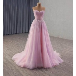 Charming Pink A-Line Gown - Elegant Formal Dress for Weddings & Red Carpet"
