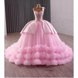 Sweet Blush Pink Puff Skirt Dress - Princess Style Ballgown for Special Occasions
