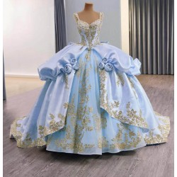 Royal Blue Cinderella-Style Ballgown – Fluffy Tiered Skirt for Sweet 16 & Formals
