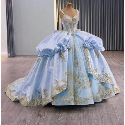Royal Blue Cinderella-Style Ballgown – Fluffy Tiered Skirt for Sweet 16 & Formals
