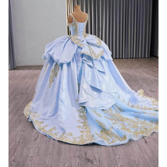 Royal Blue Cinderella-Style Ballgown – Fluffy Tiered Skirt for Sweet 16 & Formals