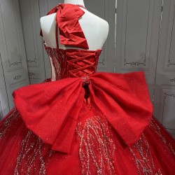 One Shoulder Red Quinceanera Dress Sleeveless Sweet 15 Gowns Ruffled Princess Dress With Bow And Ruffles