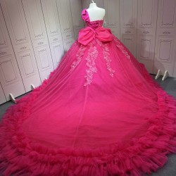 One Shoulder Fuchsia Quinceanera Dresses Vestidos Para Quiseaera Vestidos De 15 Aos De Fiesta Mexicana Quince