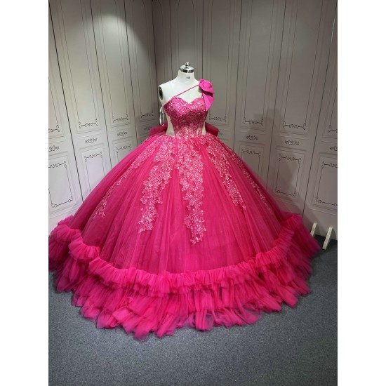 One Shoulder Fuchsia Quinceanera Dresses Vestidos Para Quiseaera Vestidos De 15 Aos De Fiesta Mexicana Quince
