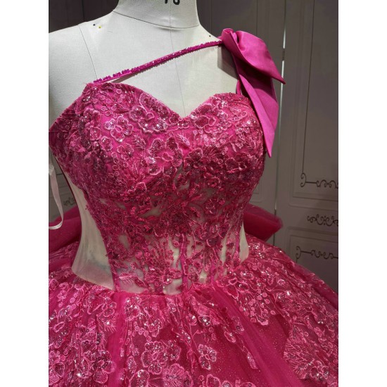 One Shoulder Fuchsia Quinceanera Dresses Vestidos Para Quiseaera Vestidos De 15 Aos De Fiesta Mexicana Quince