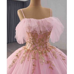 Soft Pink Tulle Ball Gown – Elegant & Slim-Fit for Coming-of-Age Ceremony