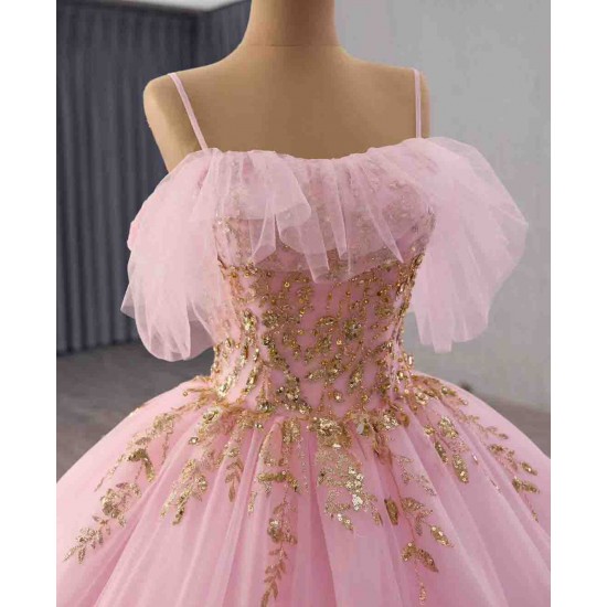 Soft Pink Tulle Ball Gown – Elegant & Slim-Fit for Coming-of-Age Ceremony
