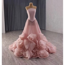 Elegant Detachable Organza Prom Dress with 3D Floral Details – Two-Piece Wedding Guest Gown