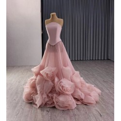 Elegant Detachable Organza Prom Dress with 3D Floral Details – Two-Piece Wedding Guest Gown
