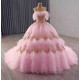 Soft Pink Tulle Ball Gown – Elegant & Slim-Fit for Coming-of-Age Ceremony