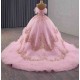 Soft Pink Tulle Ball Gown – Elegant & Slim-Fit for Coming-of-Age Ceremony